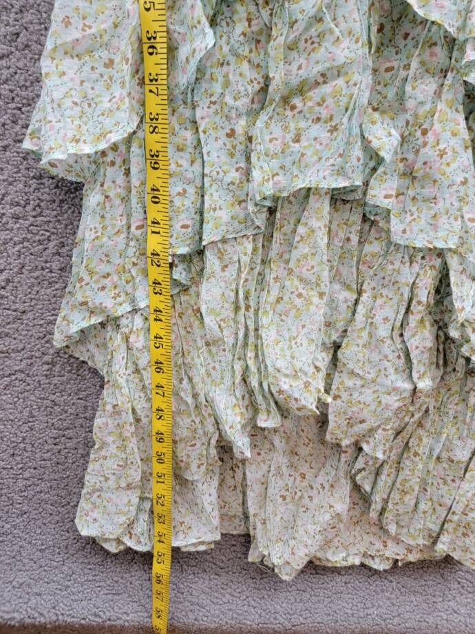 1.STATE Sleeveless Tiered Maxi Dress Women's 2 Multi Floral Ruffled Side Zip