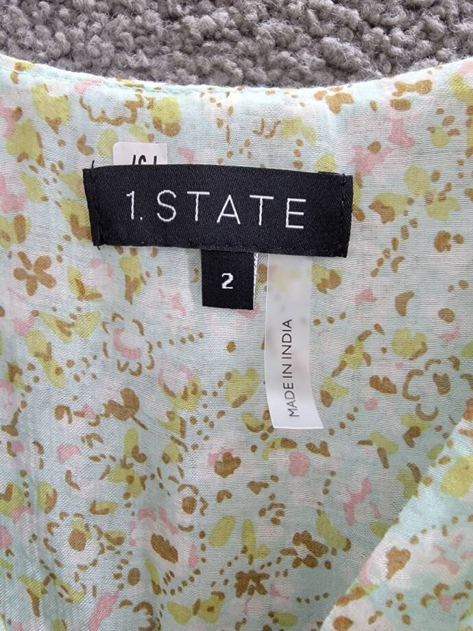 1.STATE Sleeveless Tiered Maxi Dress Women's 2 Multi Floral Ruffled Side Zip