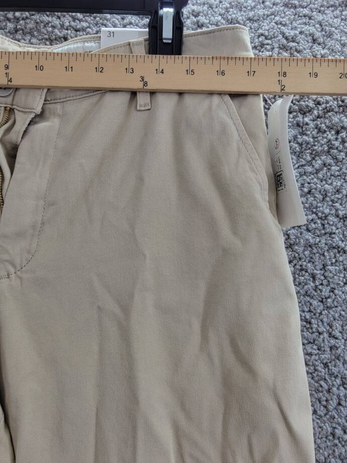AG Caden Straight Pants Women's 31 Cream Froth Solid Pockets Button Zip Closure