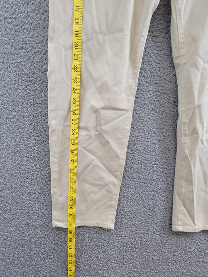 AG Caden Straight Pants Women's 31 Cream Froth Solid Pockets Button Zip Closure