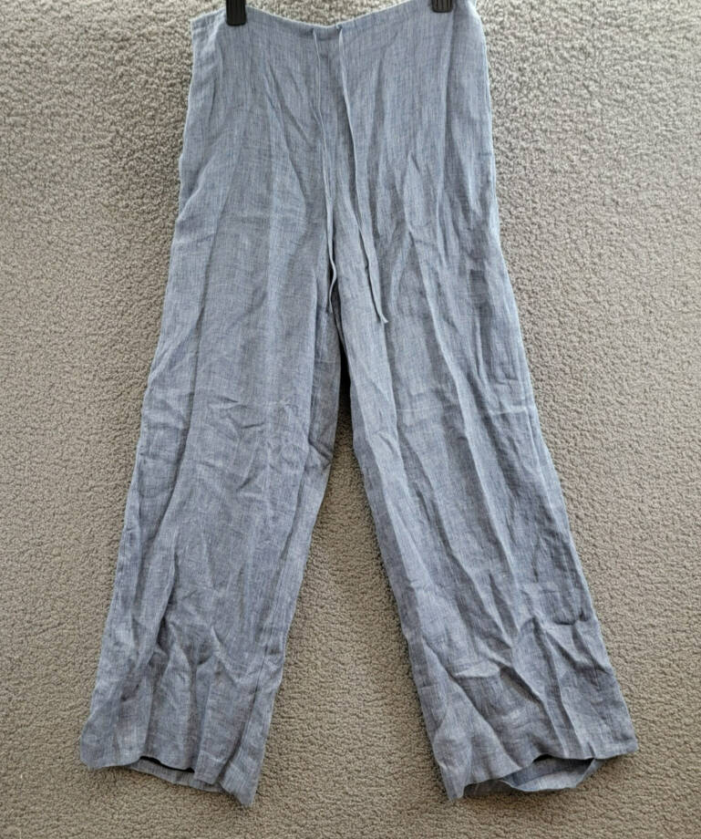 Theory Drawstring Hemp Pants Women's S Chambray Pockets Elastic Waist Pull On