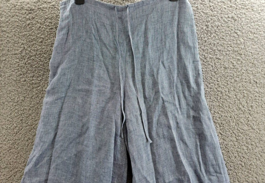 Theory Drawstring Hemp Pants Women's S Chambray Pockets Elastic Waist Pull On