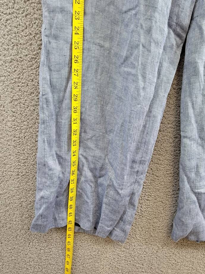 Theory Drawstring Hemp Pants Women's S Chambray Pockets Elastic Waist Pull On