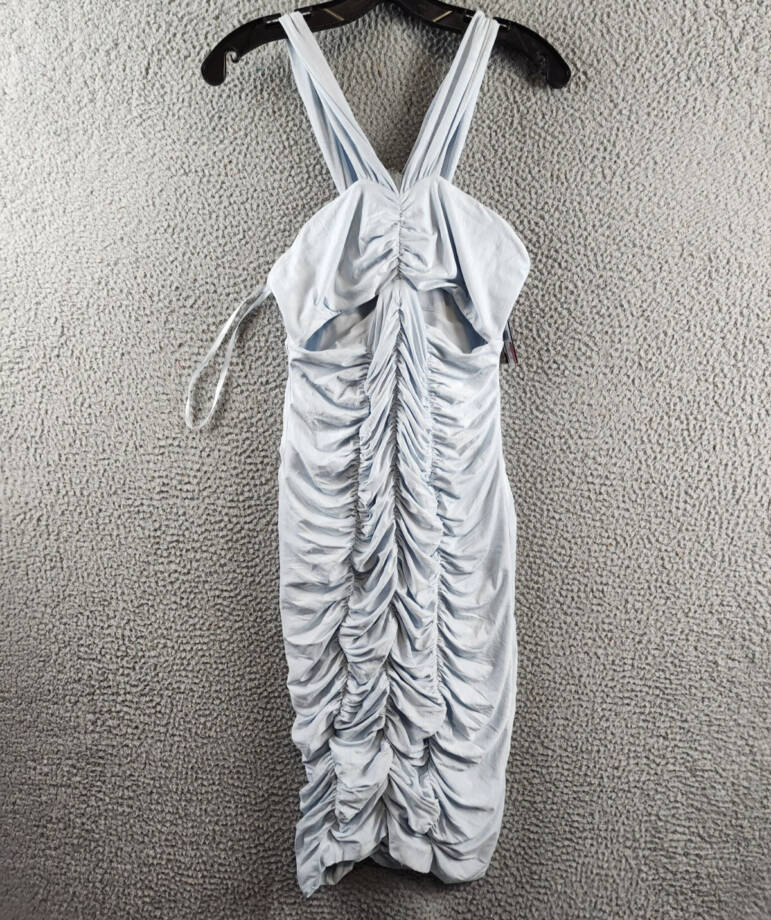 BCBGMAXAZRIA Off-The-Shoulder Cutout Dress Women's S Light Blue Zip Closure