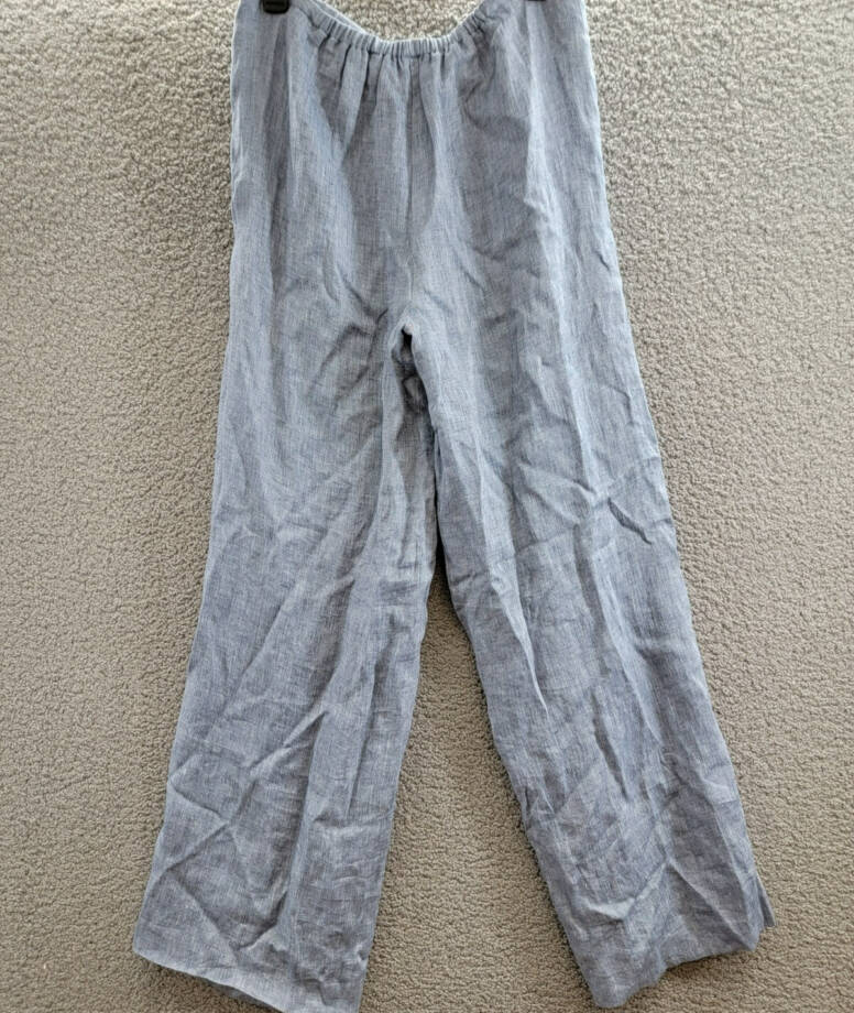 Theory Drawstring Hemp Pants Women's S Chambray Pockets Elastic Waist Pull On