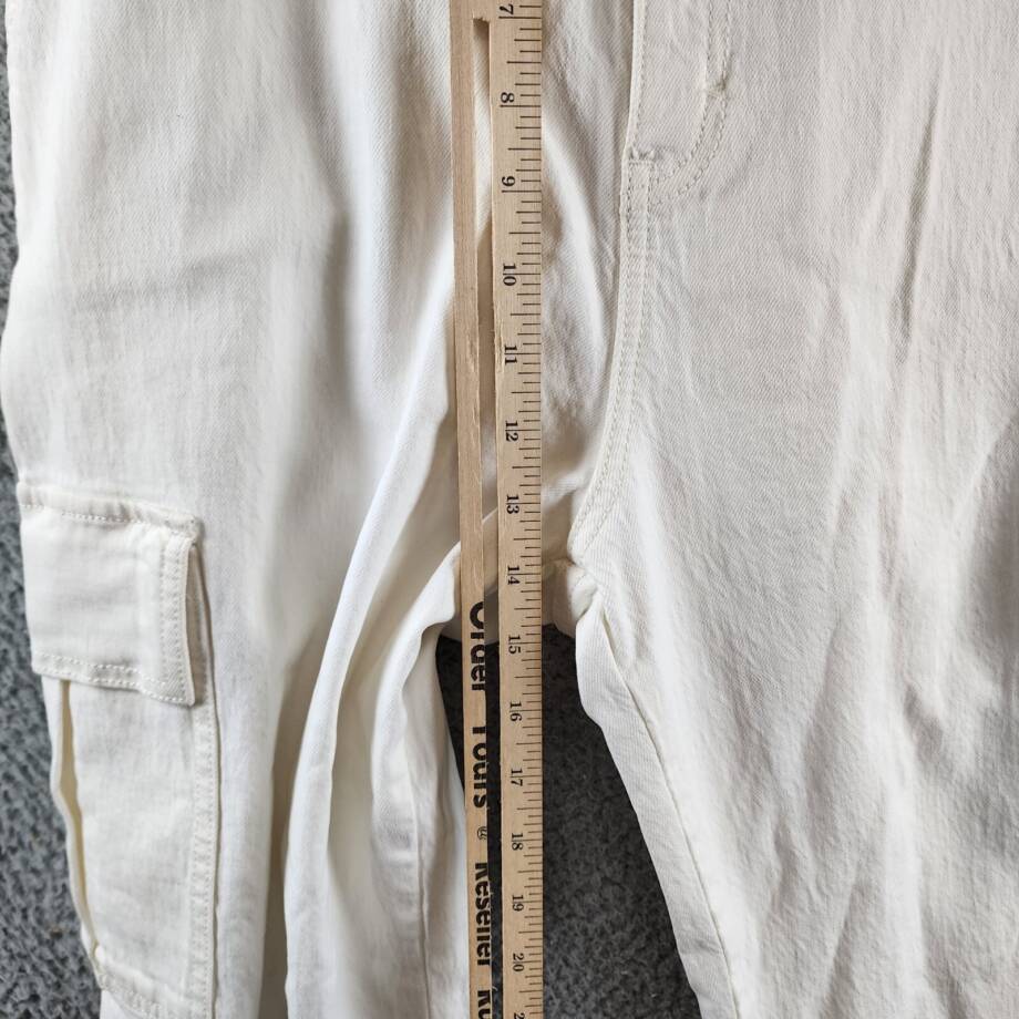 REBECCA MINKOFF Relaxed Cargo Pants Women's 29 Alabaster Zip & Button Closure