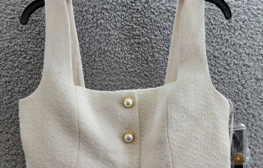 French Connection Structured Woven Button-Front Top Women's 2 Classic Cream