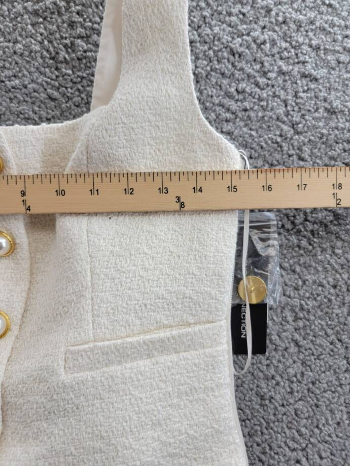 French Connection Structured Woven Button-Front Top Women's 2 Classic Cream