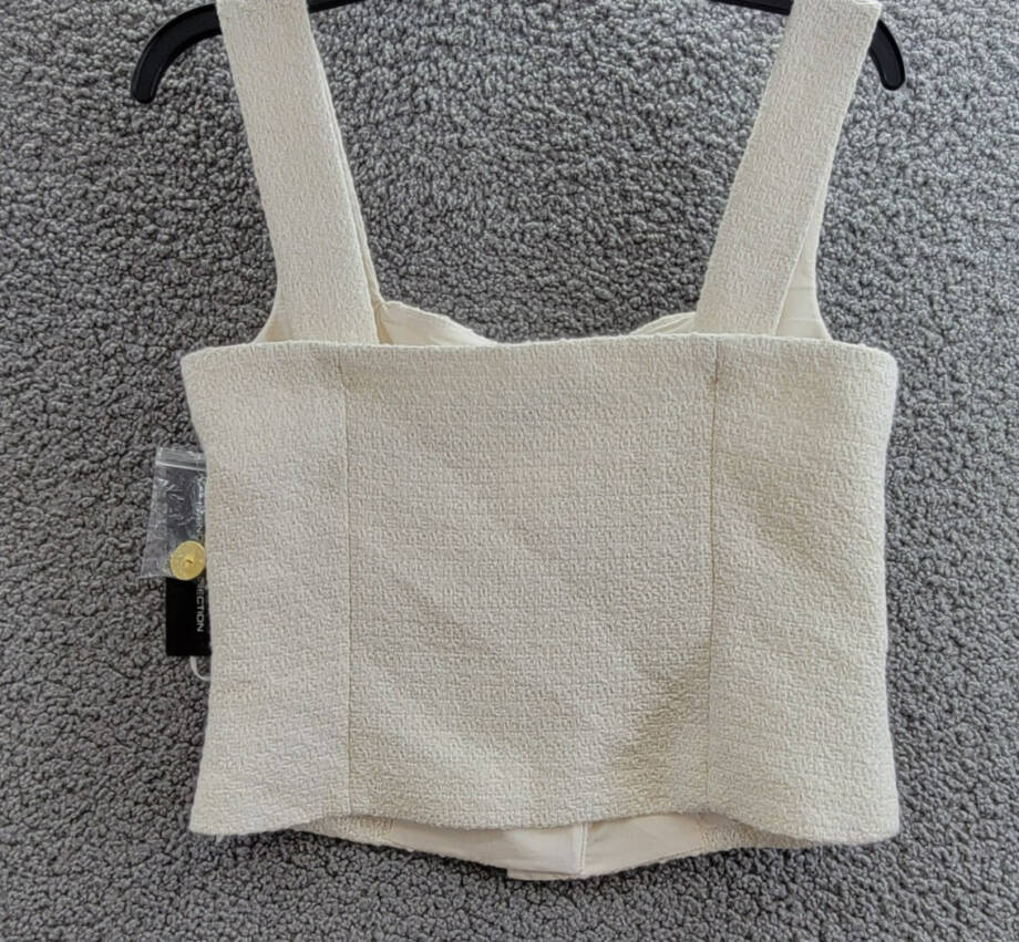 French Connection Structured Woven Button-Front Top Women's 2 Classic Cream