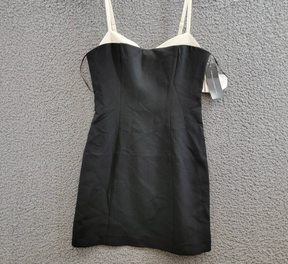 French Connection Azra Corset Strap Mini Dress Women's 2 Blackout/Classic Cream