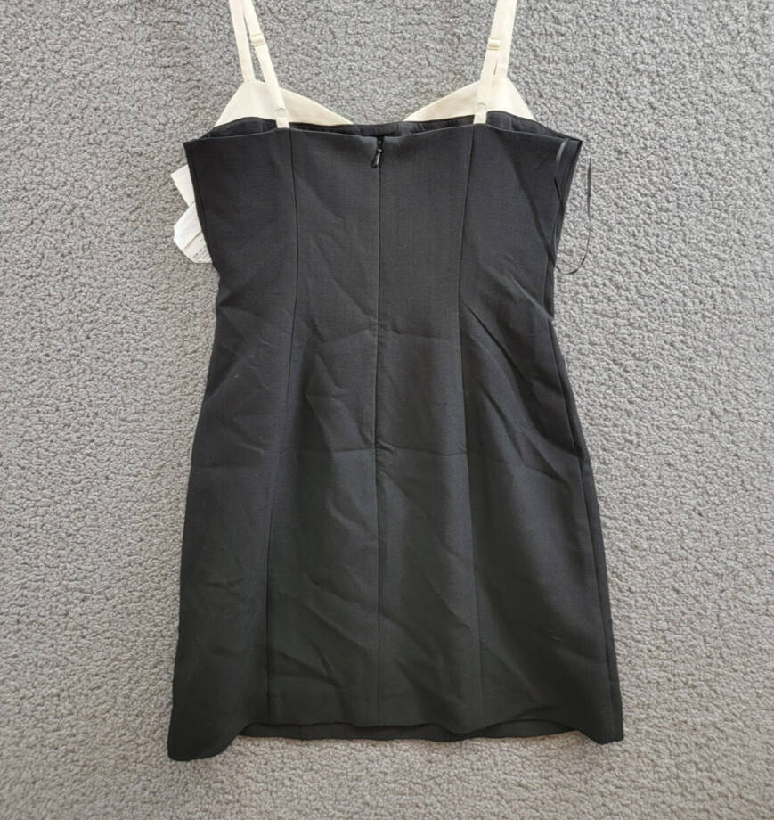 French Connection Azra Corset Strap Mini Dress Women's 2 Blackout/Classic Cream