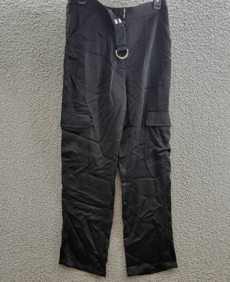 JONATHAN SIMKHAI Carolina Utility Pants Women's 6 Black Belted Zip Hook & Bar