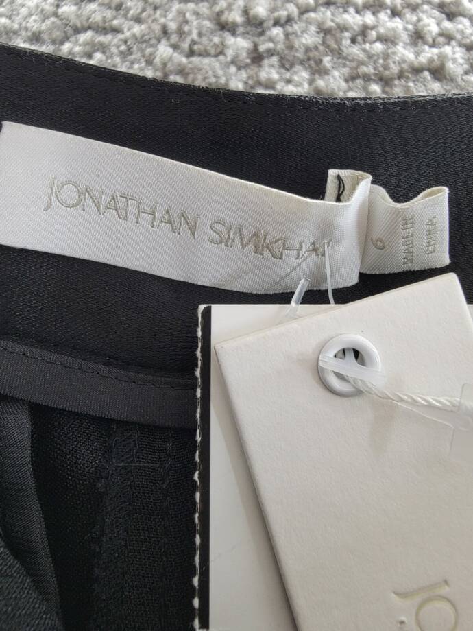 JONATHAN SIMKHAI Carolina Utility Pants Women's 6 Black Belted Zip Hook & Bar