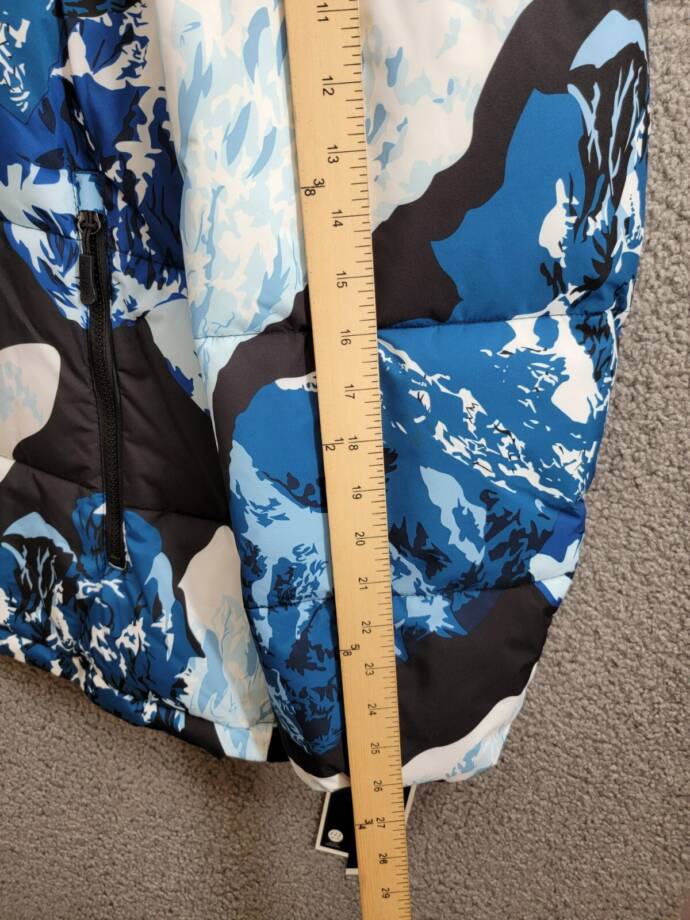 Club Room Stretch Hooded Puffer Jacket Men's XXL Ski Print Full Zip Long Sleeve