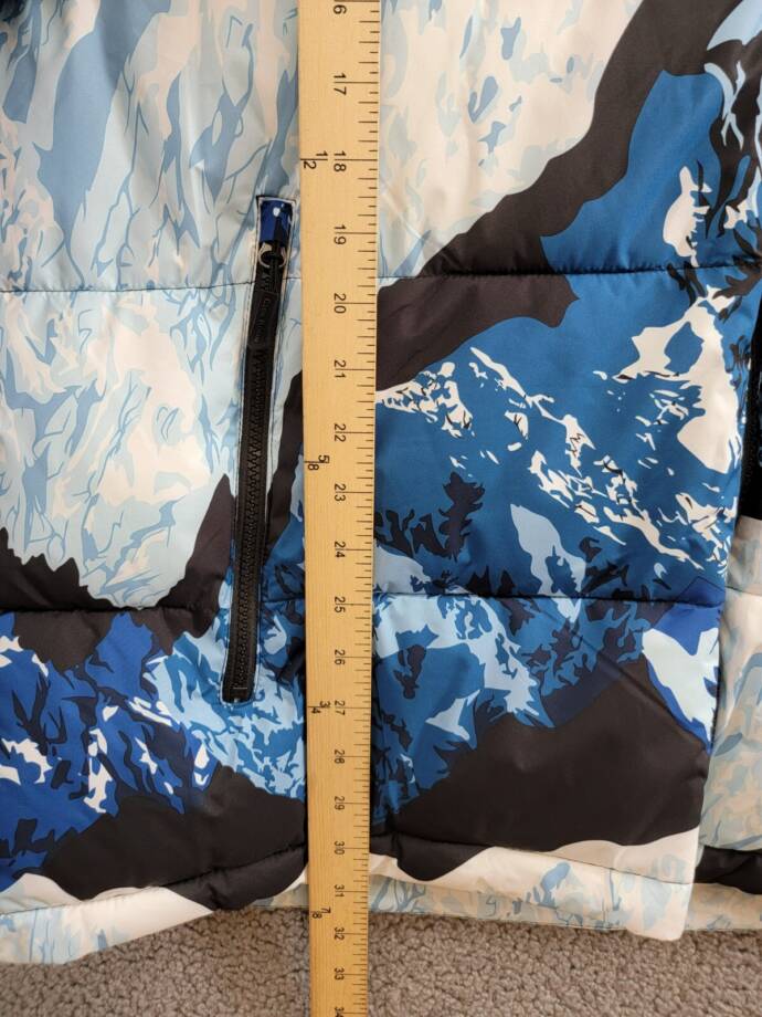 Club Room Stretch Hooded Puffer Jacket Men's XXL Ski Print Full Zip Long Sleeve