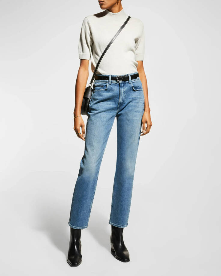 Lafayette 148 New York Reeve High Rise Ankle Straight Jeans Women's 28 Faded Sky