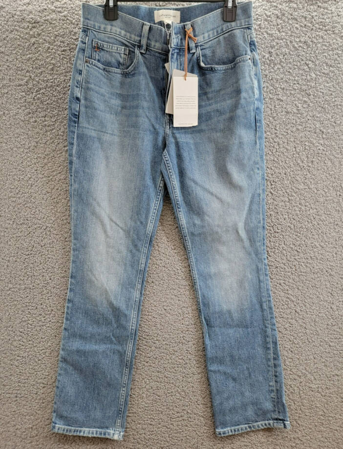 Lafayette 148 New York Reeve High Rise Ankle Straight Jeans Women's 28 Faded Sky