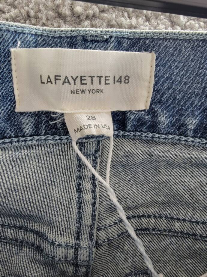 Lafayette 148 New York Reeve High Rise Ankle Straight Jeans Women's 28 Faded Sky