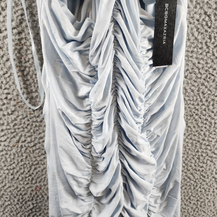 BCBGMAXAZRIA Off-The-Shoulder Cutout Dress Women's S Light Blue Zip Closure