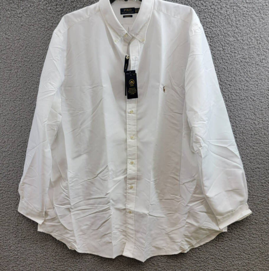 Polo Ralph Lauren Big & Tall Performance Oxford Shirt Men's 3XLT White Solid L/S