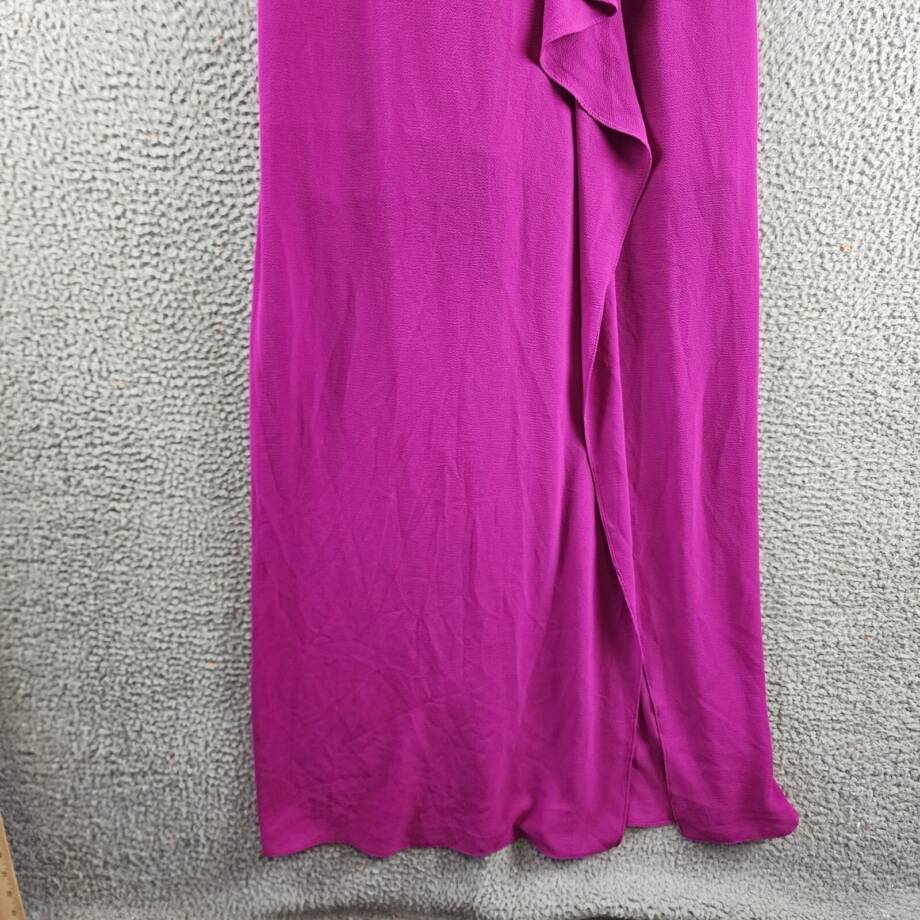 AQUA Asymmetric Overlay Crepe Gown Women's 4 Orchid V-Neck Back Zip Closure