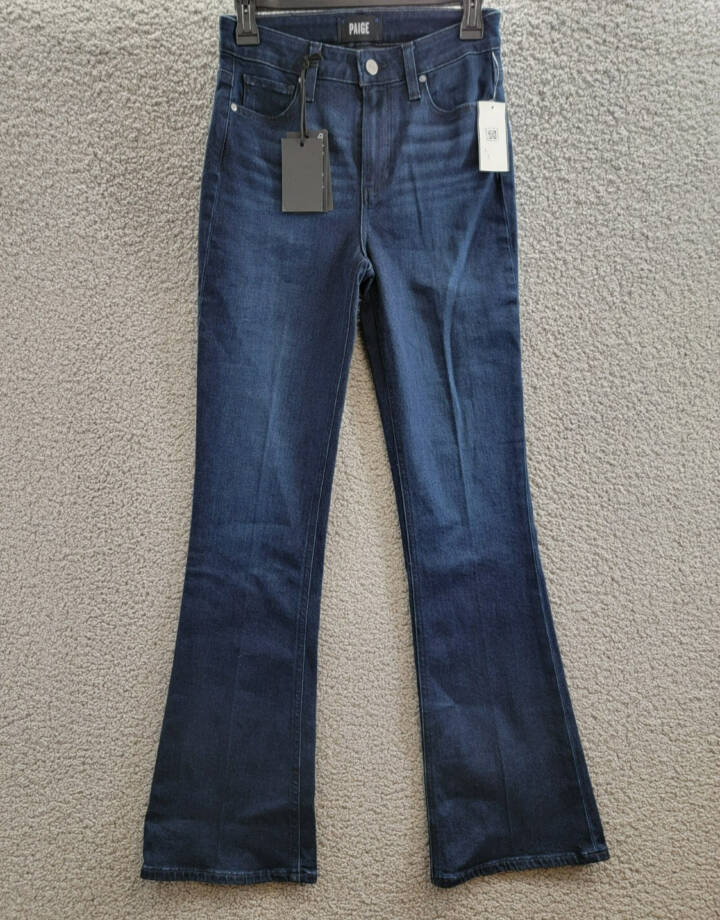 Paige Laurel Canyon High Rise Flare Jeans Women's 26 Manifesto Denim Button Zip