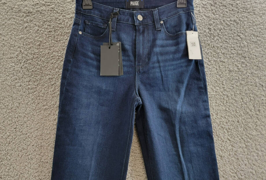 Paige Laurel Canyon High Rise Flare Jeans Women's 26 Manifesto Denim Button Zip