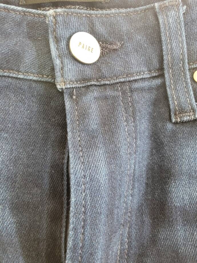Paige Laurel Canyon High Rise Flare Jeans Women's 26 Manifesto Denim Button Zip