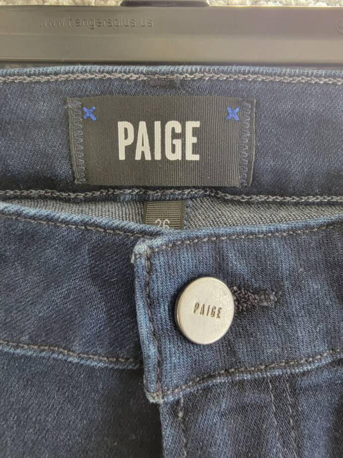 Paige Laurel Canyon High Rise Flare Jeans Women's 26 Manifesto Denim Button Zip