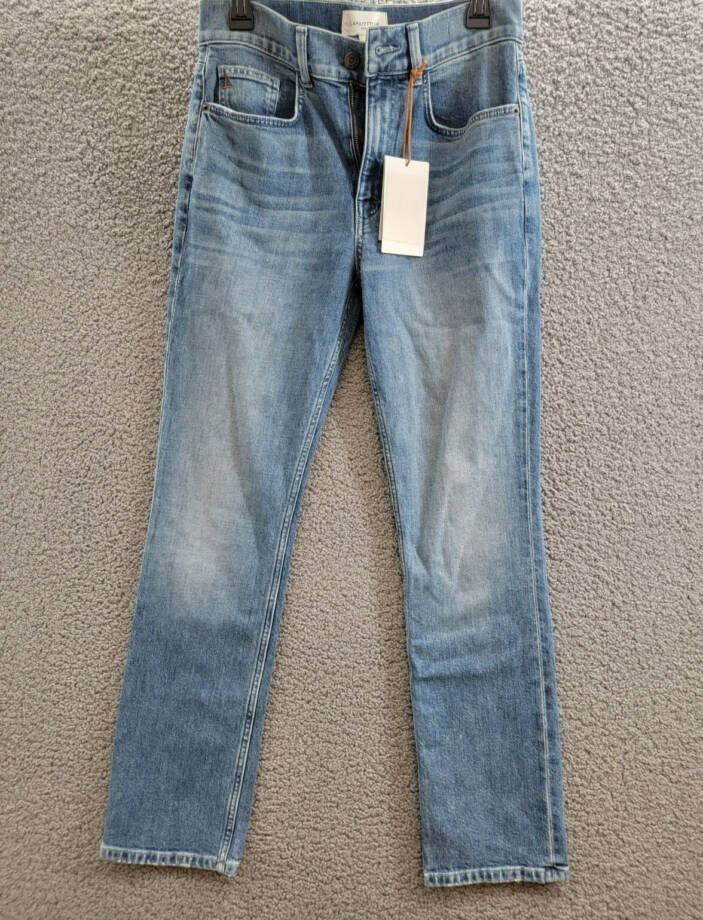 Lafayette 148 New York Reeve High Rise Ankle Straight Jeans Women's 27 Faded Sky