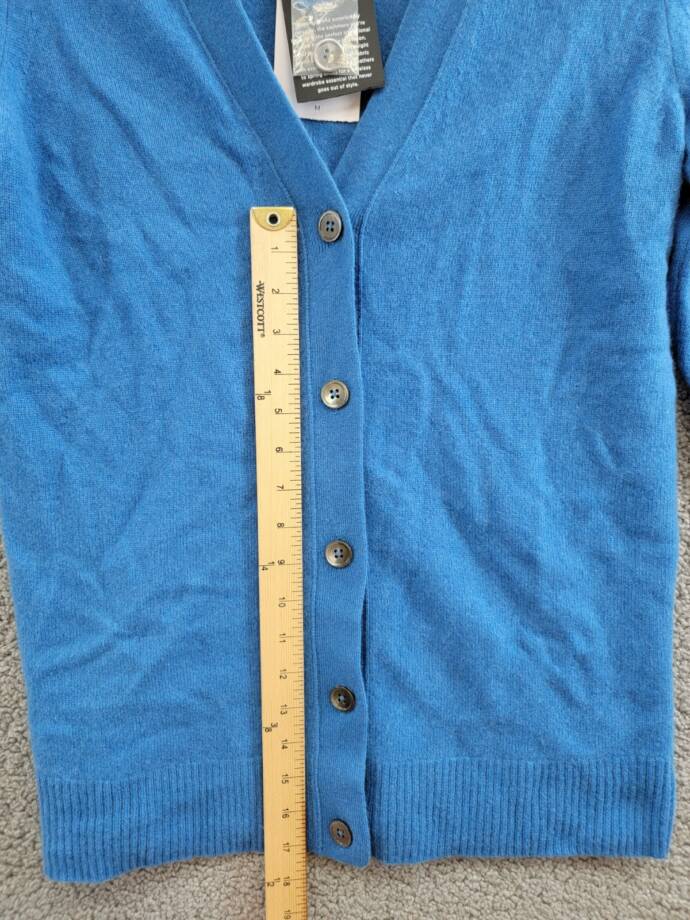 C by Bloomingdale's Cashmere Grandfather Cardigan Women's M Lagoon Long Sleeve