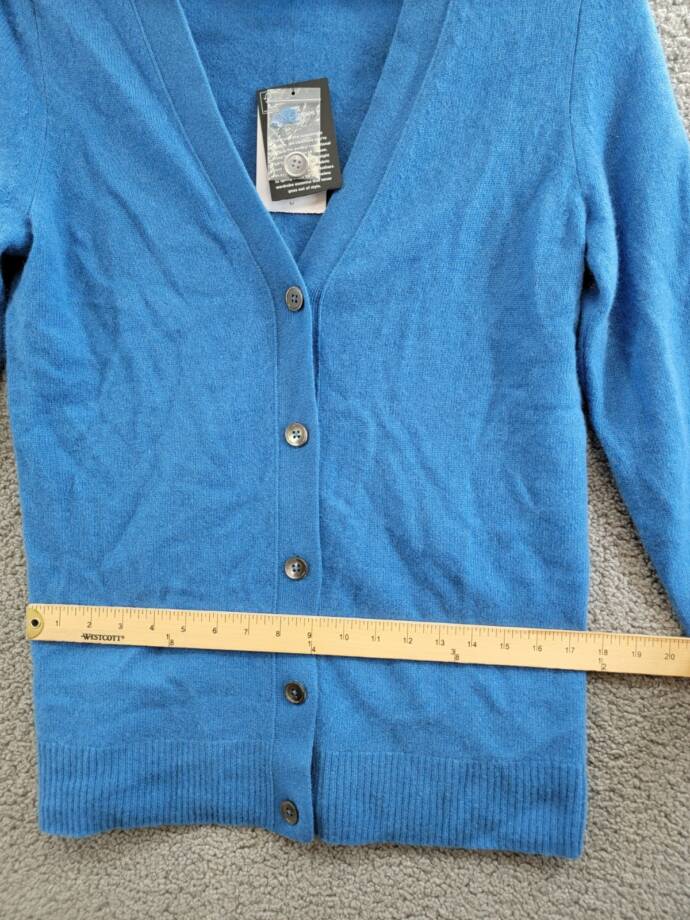 C by Bloomingdale's Cashmere Grandfather Cardigan Women's M Lagoon Long Sleeve