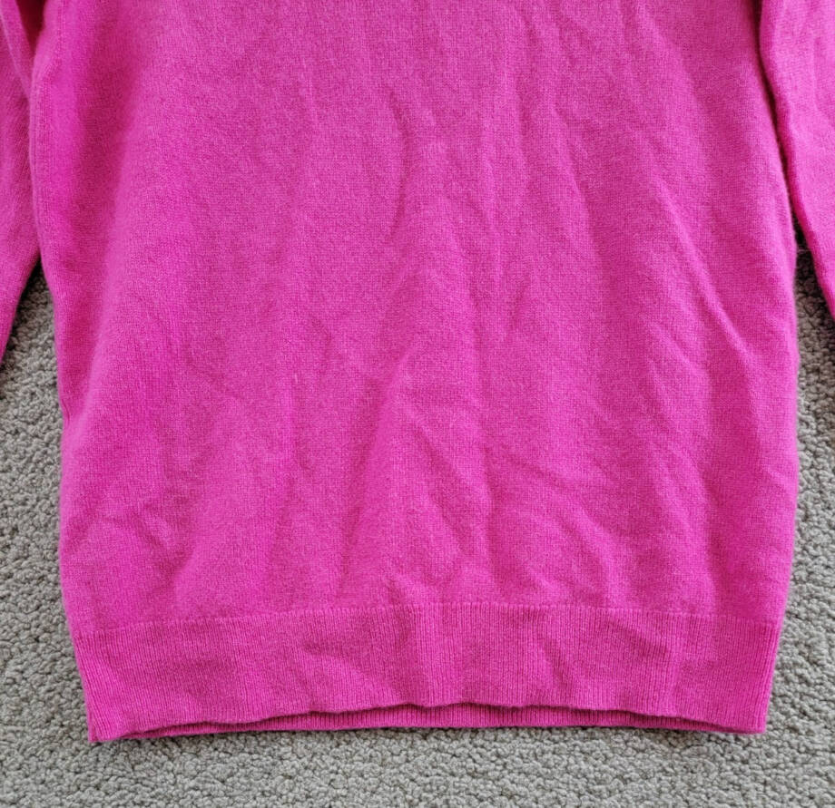 C by Bloomingdale's Cashmere Crewneck Sweater Women's M Cherry Blossom Rib L/S