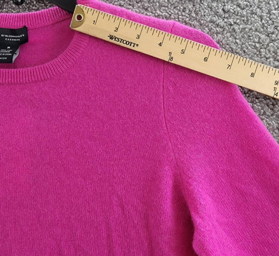 C by Bloomingdale's Cashmere Crewneck Sweater Women's M Cherry Blossom Rib L/S