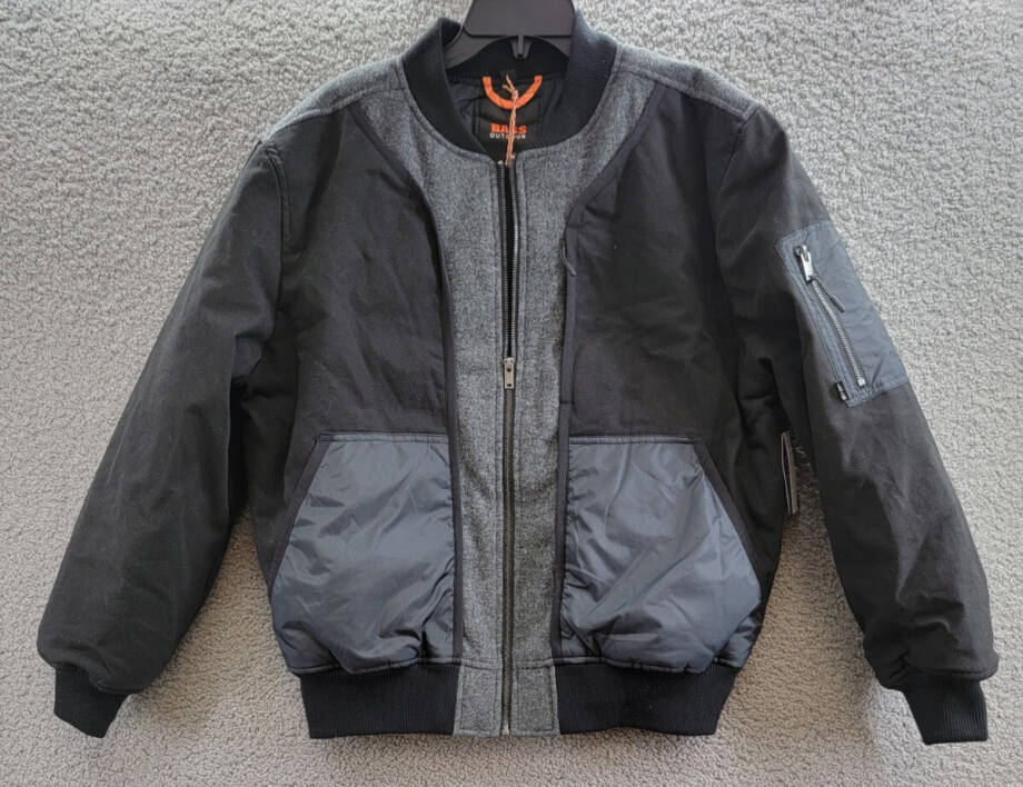 BASS OUTDOOR Hero Mixed Media Zip-Front Bomber Jacket Men's M Black Beauty L/S