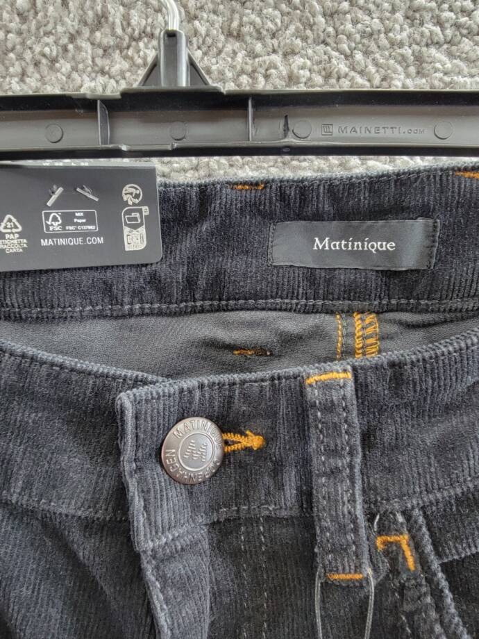 Matinique MApete Regular-Fit Corduroy Jeans Men's 32 Black Oyster Zip & Button