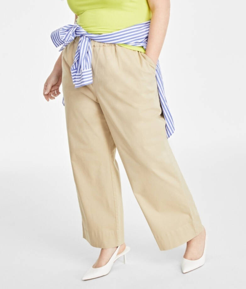On 34th Plus Size Trendy Pull-On Chino Pants Women's 0X Safari Elasticized Waist