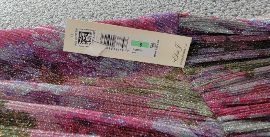 Eliza J Shimmer Belted Maxi Dress Women's 8 Pink Multi Sleeveless Zip Closure