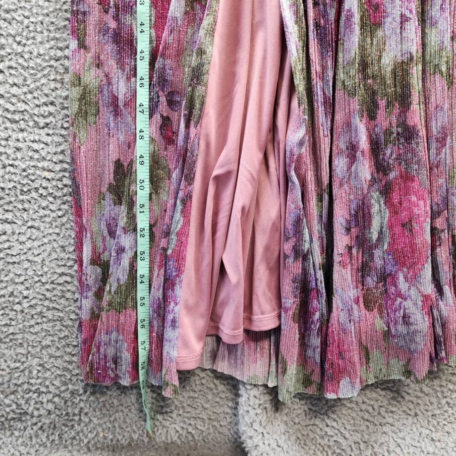 Eliza J Shimmer Belted Maxi Dress Women's 8 Pink Multi Sleeveless Zip Closure