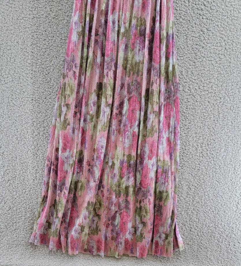Eliza J Shimmer Belted Maxi Dress Women's 8 Pink Multi Sleeveless Zip Closure
