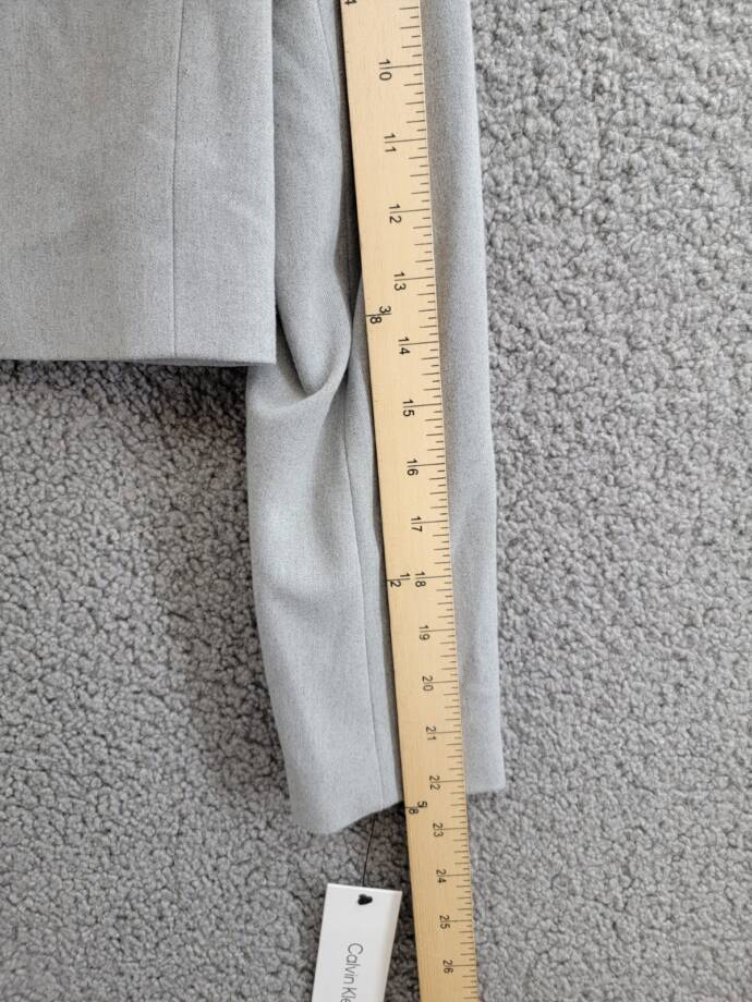 Calvin Klein Petite Cropped Open-Front Blazer Womens 2P Gray Heather Long Sleeve