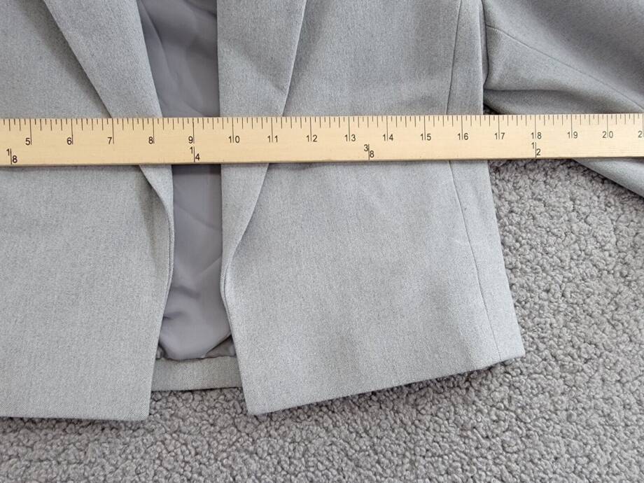 Calvin Klein Petite Cropped Open-Front Blazer Womens 2P Gray Heather Long Sleeve