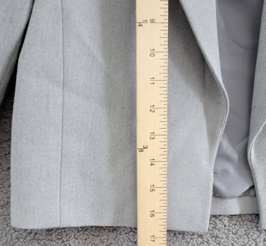 Calvin Klein Petite Cropped Open-Front Blazer Womens 2P Gray Heather Long Sleeve