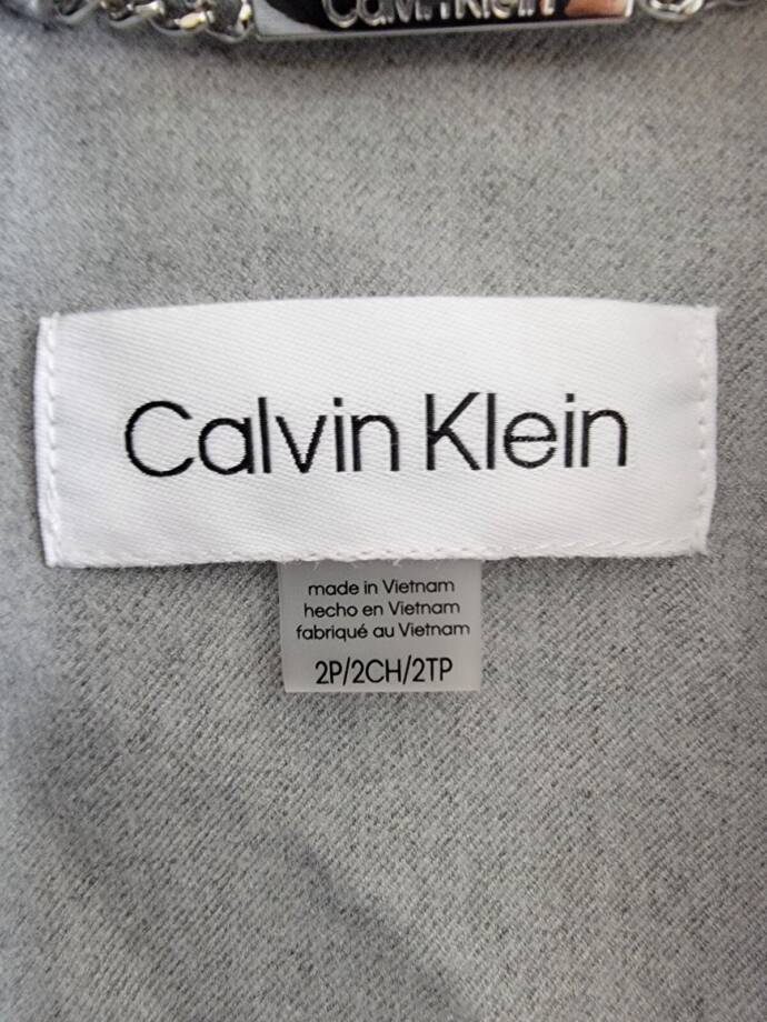 Calvin Klein Petite Cropped Open-Front Blazer Womens 2P Gray Heather Long Sleeve