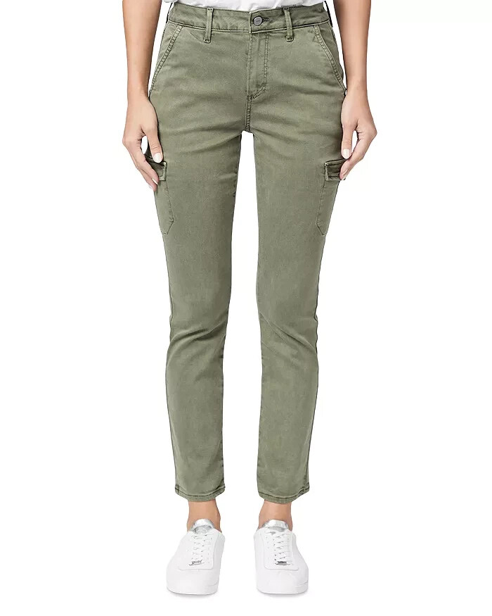 Paige Jolie Skinny Cargo Pants Women's 24 Vintage Ivy Green Zip/Button Closure