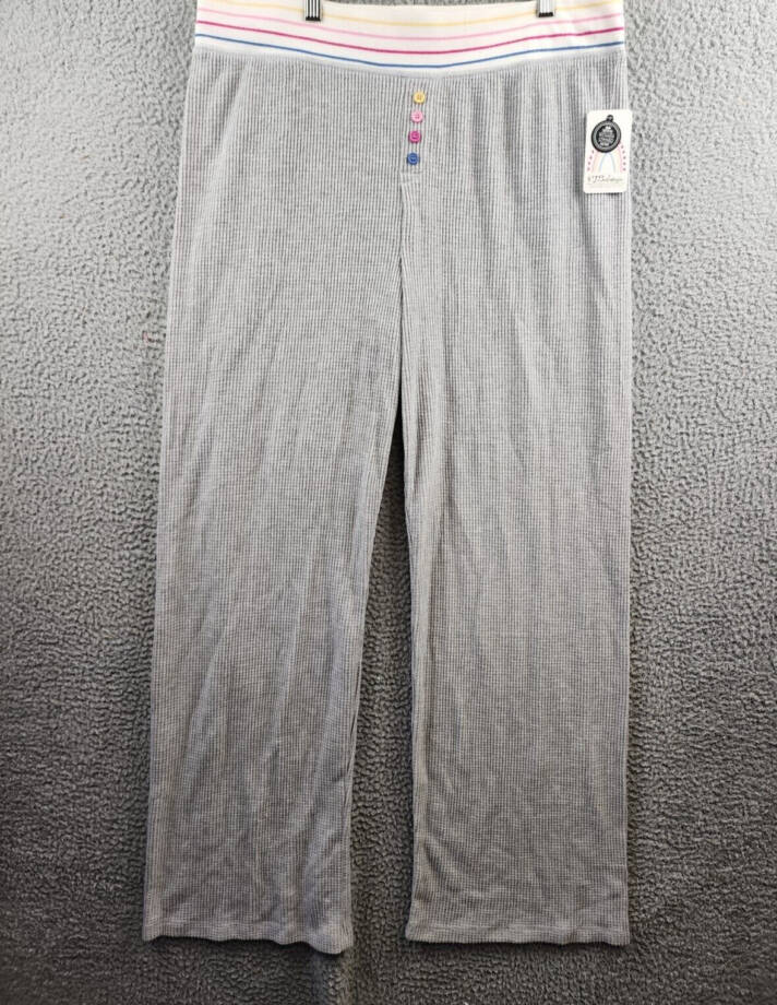 PJ Salvage Cute As A Button Pants Women's XL Gray Heather Waffle Knit Pull On