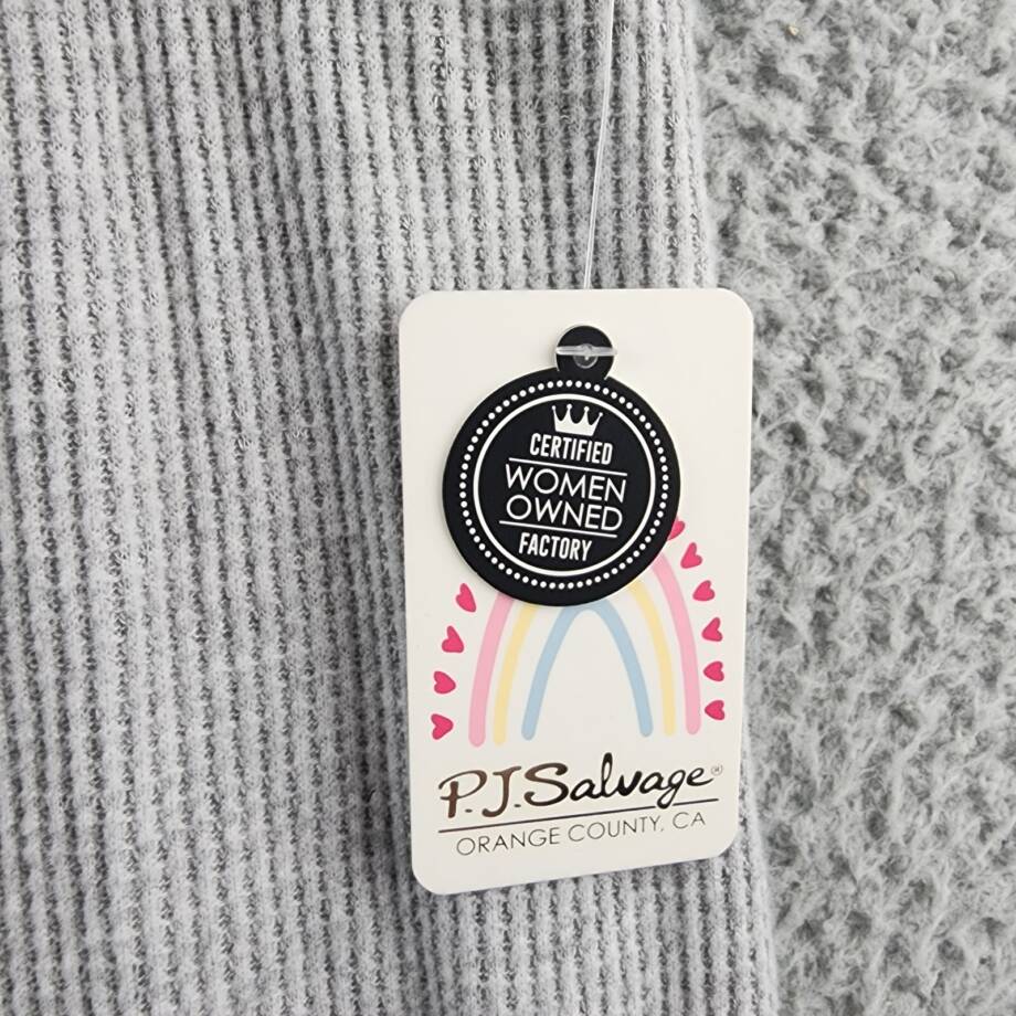 PJ Salvage Cute As A Button Pants Women's XL Gray Heather Waffle Knit Pull On