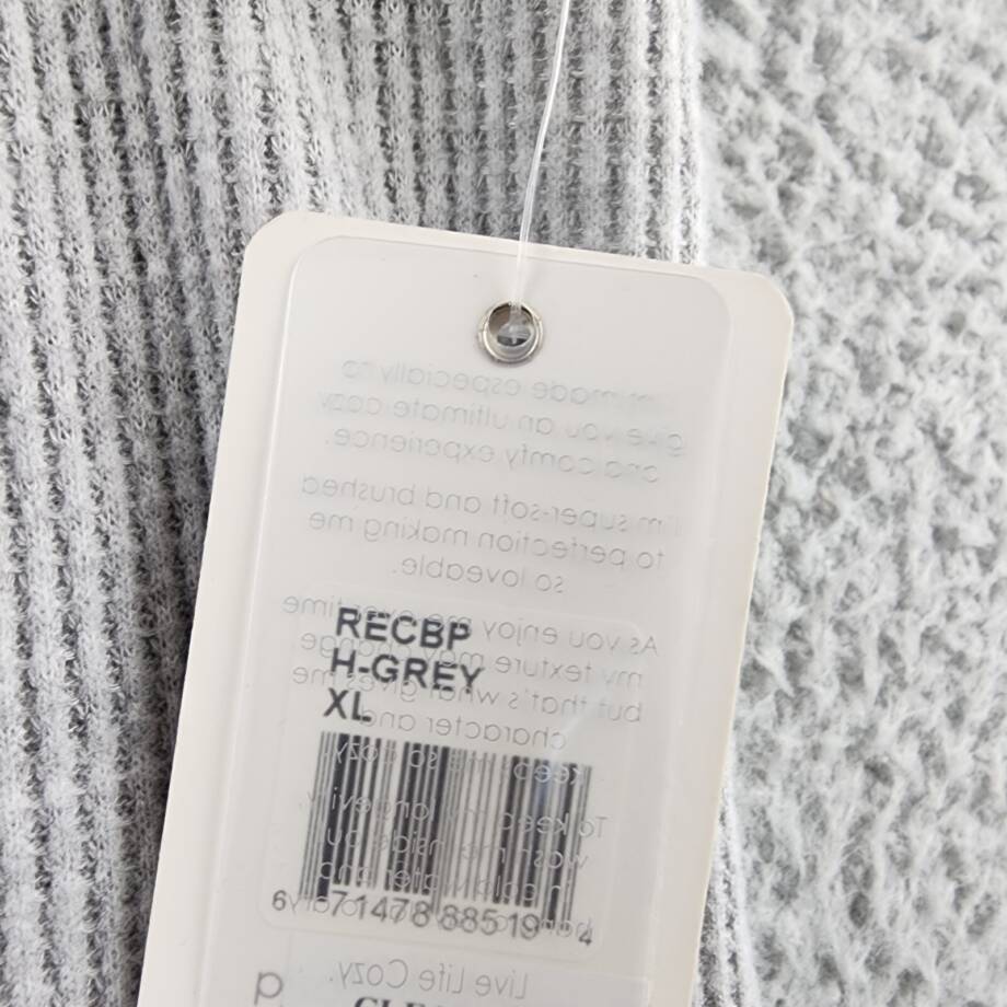 PJ Salvage Cute As A Button Pants Women's XL Gray Heather Waffle Knit Pull On