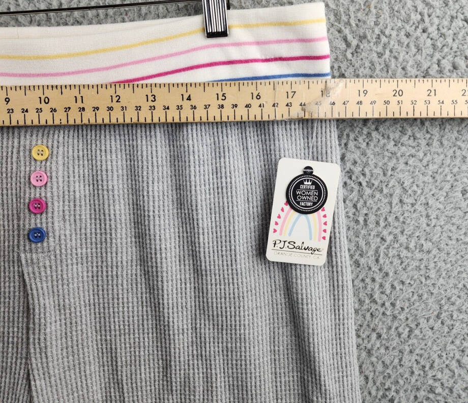PJ Salvage Cute As A Button Pants Women's XL Gray Heather Waffle Knit Pull On
