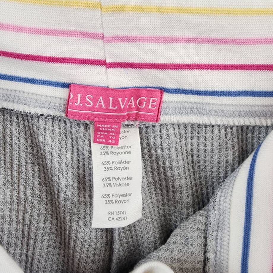 PJ Salvage Cute As A Button Pants Women's XL Gray Heather Waffle Knit Pull On